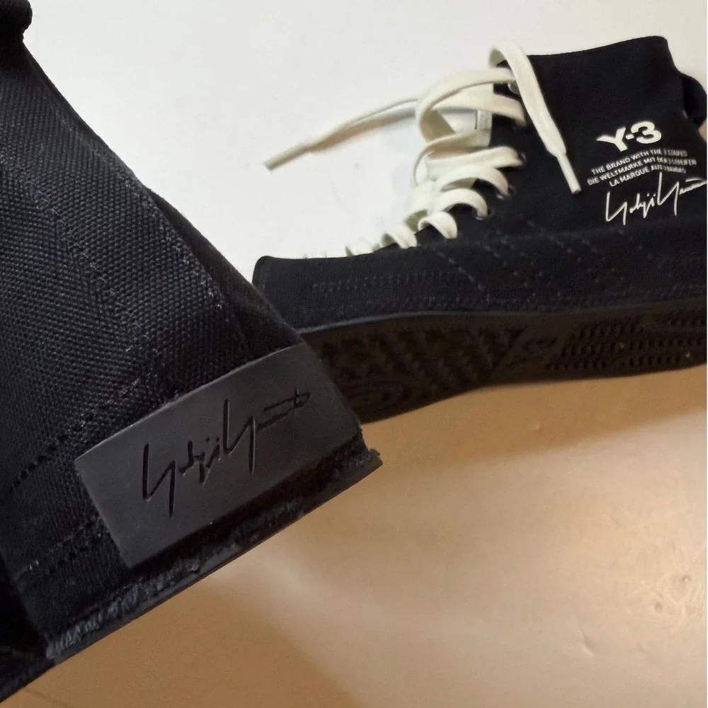 Adidas Y-3 Yohji Yamamoto Nizza High Black White Canvas Sneakers Mens 7